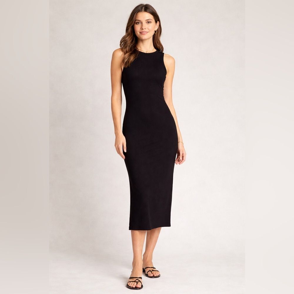 Karen Millen Ribbed Charcoal Midi Dress NWOT
